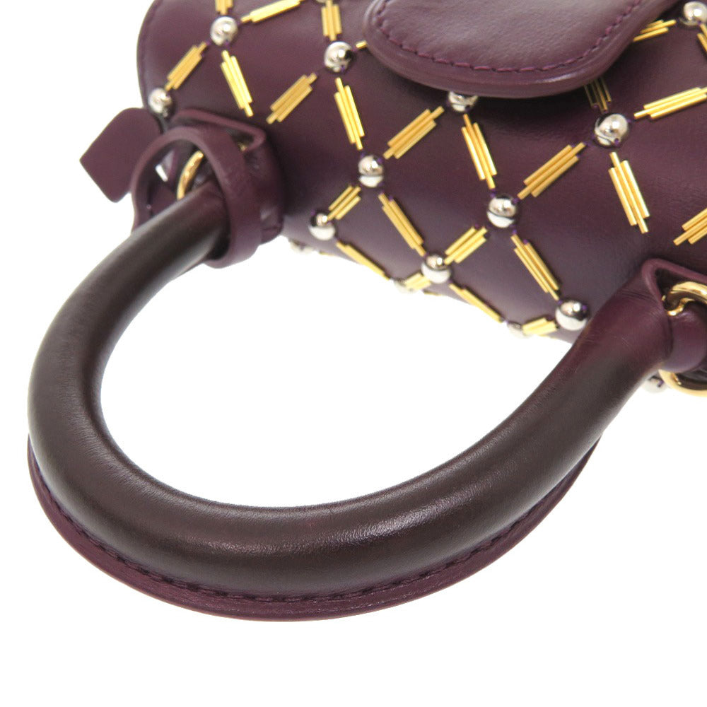 DELVAUX Handbag leather prune Couture Exclusive Collection Christmas Limited Edition Brillant Micro Queen of Desire Women Used Authentic