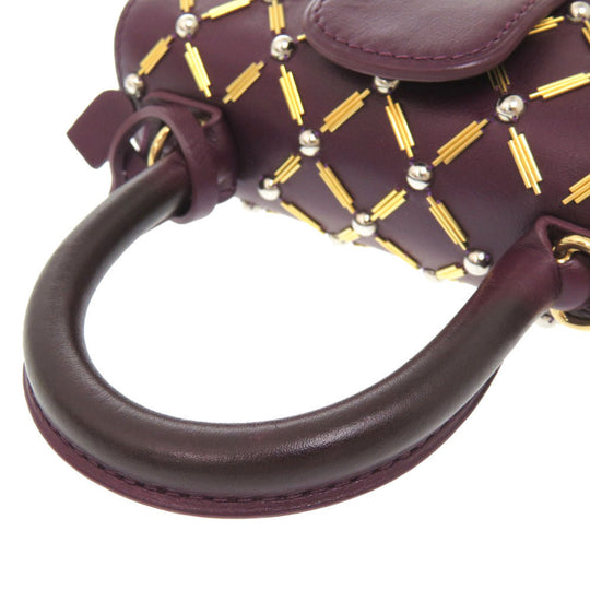 DELVAUX Handbag leather prune Couture Exclusive Collection Christmas Limited Edition Brillant Micro Queen of Desire Women Used Authentic