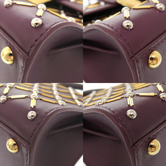 DELVAUX Handbag leather prune Couture Exclusive Collection Christmas Limited Edition Brillant Micro Queen of Desire Women Used Authentic