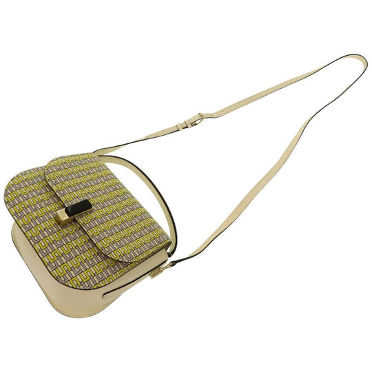 Valextra Shoulder Bag Grain leather beige Iside Xy Print Cross Sling Bag Women Secondhand Authentic