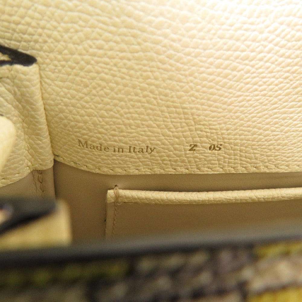 Valextra Shoulder Bag Grain leather beige Iside Xy Print Cross Sling Bag Women Secondhand Authentic