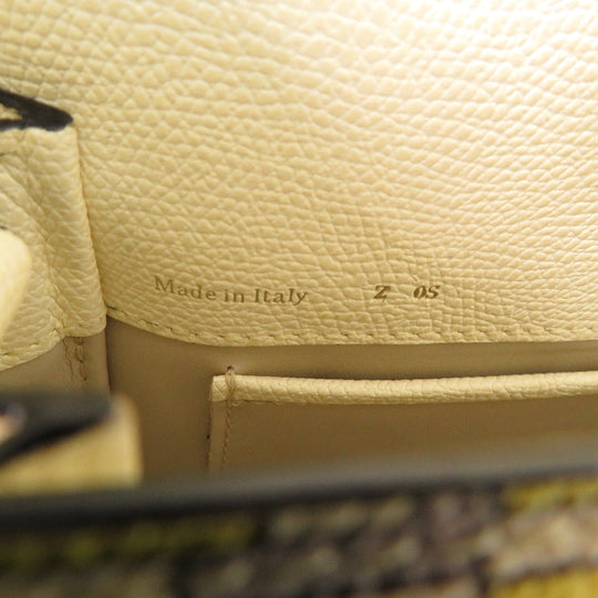 Valextra Shoulder Bag Grain leather beige Iside Xy Print Cross Sling Bag Women Secondhand Authentic