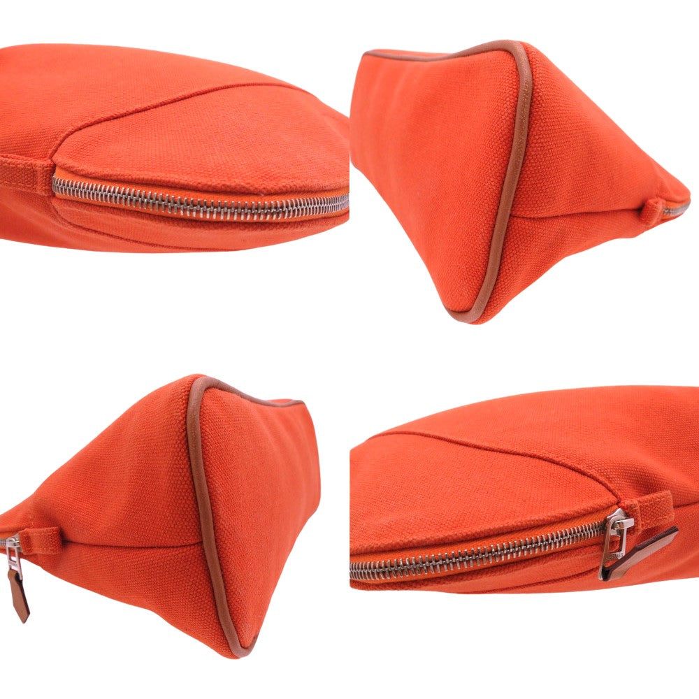 HERMES Pouch cotton Orange Bolide Pouch MM Orange Canvas Women Used Authentic