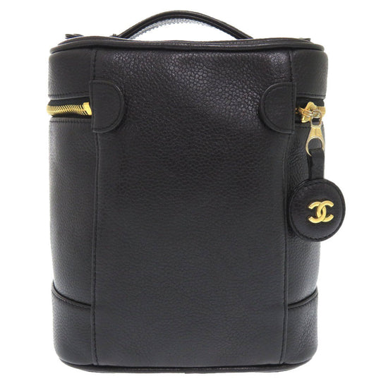 CHANEL Handbag Caviar skin black COCO Mark Vertical vanity bag Women Used Authentic