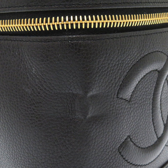 CHANEL Handbag Caviar skin black COCO Mark Vertical vanity bag Women Used Authentic