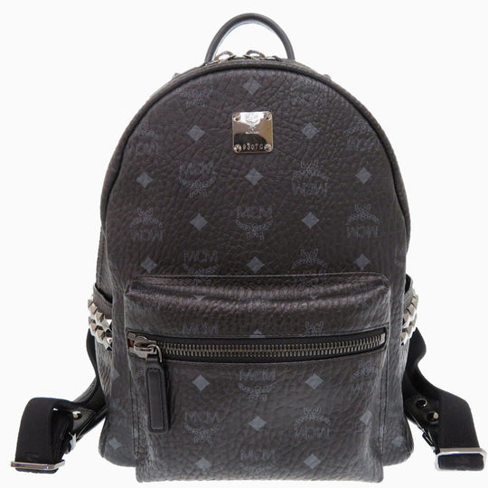 MCM Backpack MMK6SVE37BK001 leather black Studs Vicetos Women Used Authentic