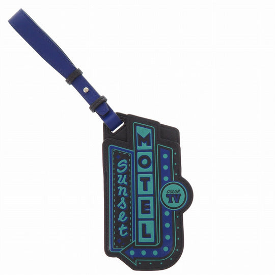 HERMES key ring leather black Name tag MOTEL sunset unisex(Unisex) Used Authentic