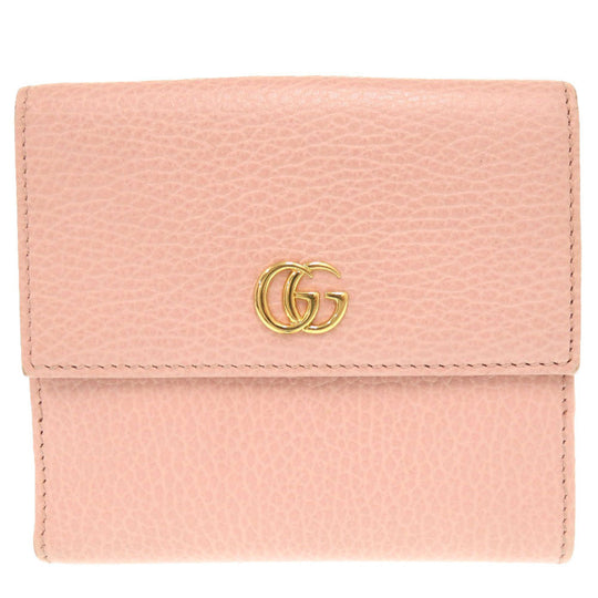GUCCI Bifold Wallet 456122 leather pink GG Marmont Women Used Authentic