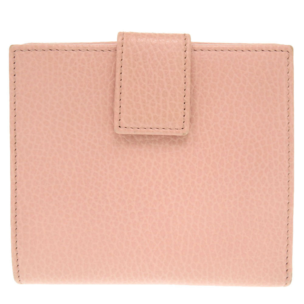 GUCCI Bifold Wallet 456122 leather pink GG Marmont Women Used Authentic