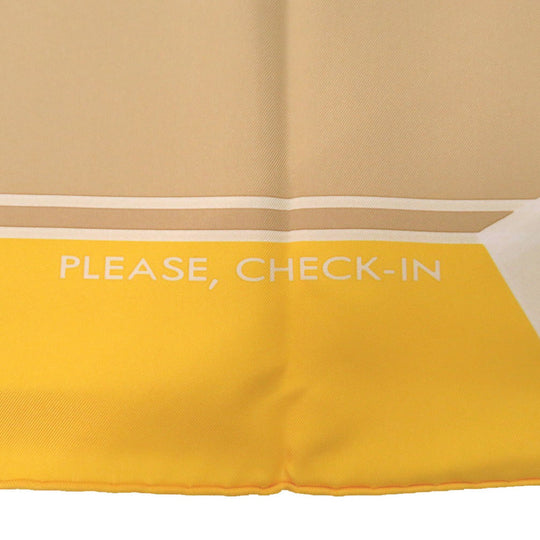 HERMES scarf silk yellow Carre PLEASE CHECK-IN Kelly Women Used Authentic