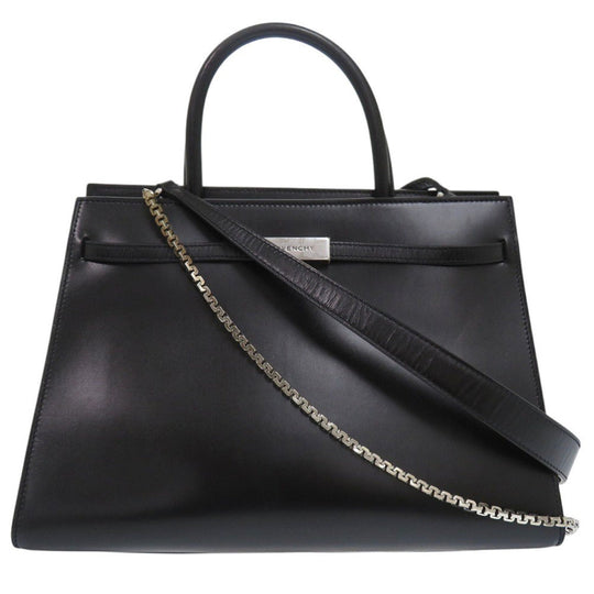 GIVENCHY Handbag leather black 1952 Top Handle Bag Women Used Authentic