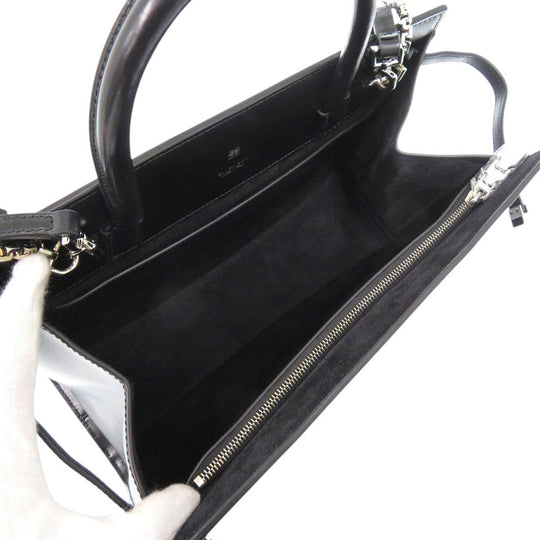 GIVENCHY Handbag leather black 1952 Top Handle Bag Women Used Authentic