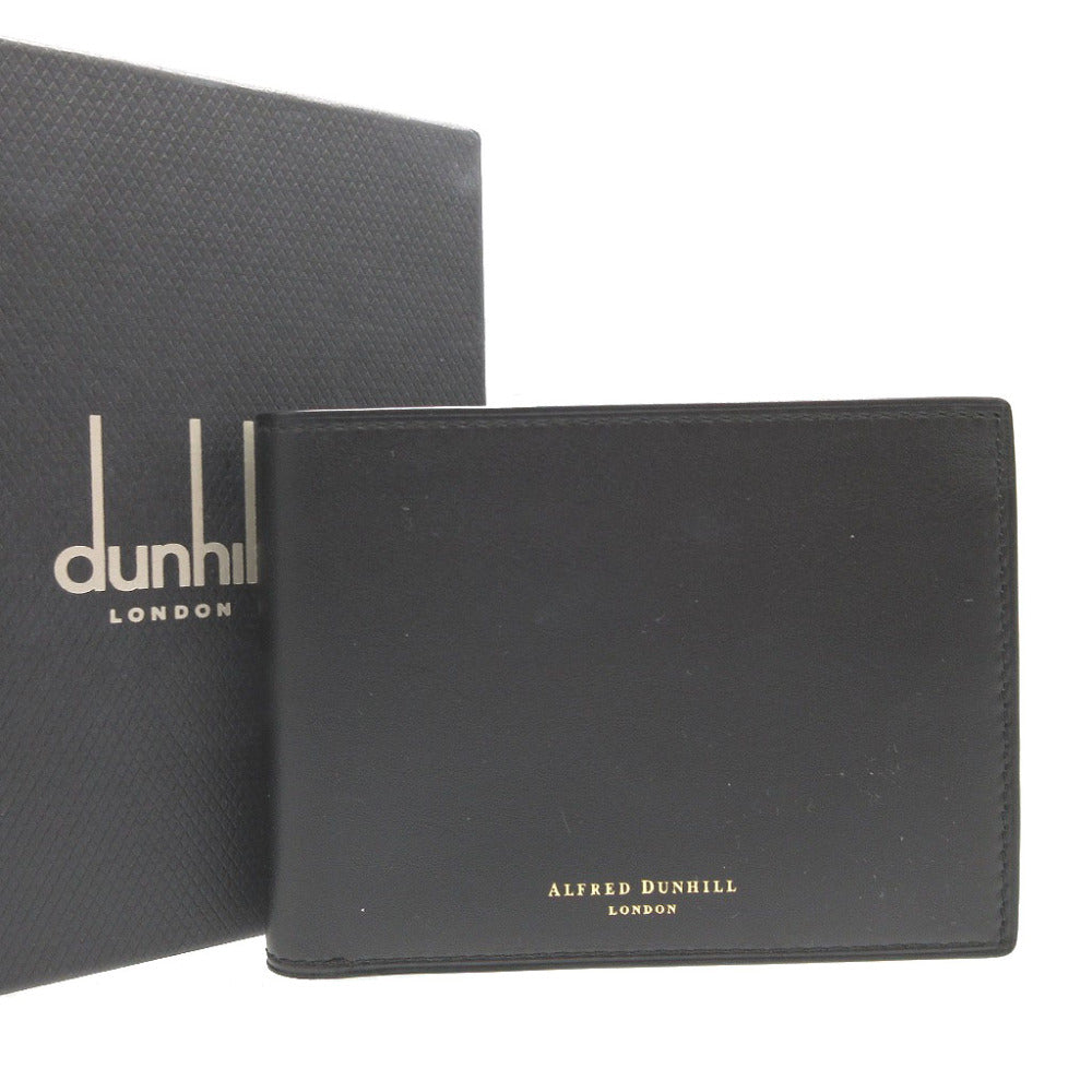 Dunhill Bifold Wallet leather black Bill Compartment mens Used Authentic