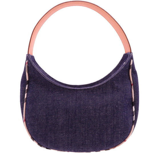 BURBERRY Shoulder Bag denim Navy Nova Check Women Used Authentic