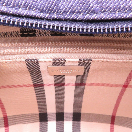 BURBERRY Shoulder Bag denim Navy Nova Check Women Used Authentic