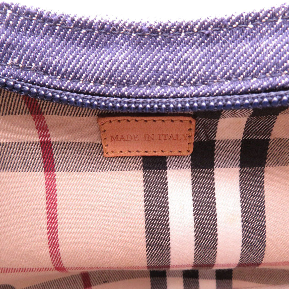 BURBERRY Shoulder Bag denim Navy Nova Check Women Used Authentic