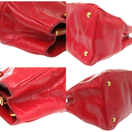 MIUMIU Handbag RN1091 leather Red VITELLO SHINE Handbag RN1091 2WAY Shoulder Bag Leather Women Used Authentic