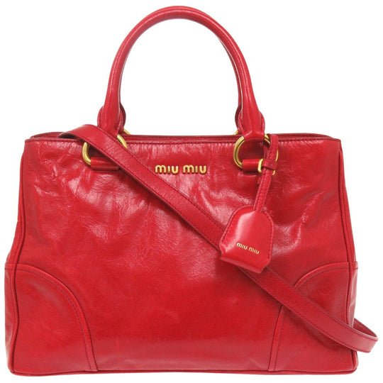 MIUMIU Handbag RN1091 leather Red VITELLO SHINE Handbag RN1091 2WAY Shoulder Bag Leather Women Used Authentic