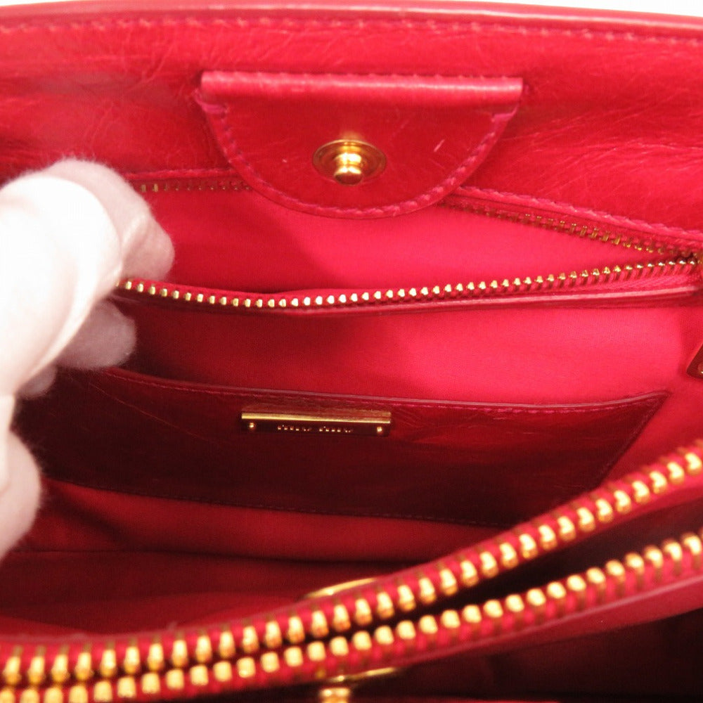 MIUMIU Handbag RN1091 leather Red VITELLO SHINE Handbag RN1091 2WAY Shoulder Bag Leather Women Used Authentic