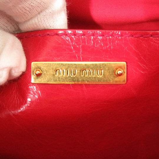 MIUMIU Handbag RN1091 leather Red VITELLO SHINE Handbag RN1091 2WAY Shoulder Bag Leather Women Used Authentic
