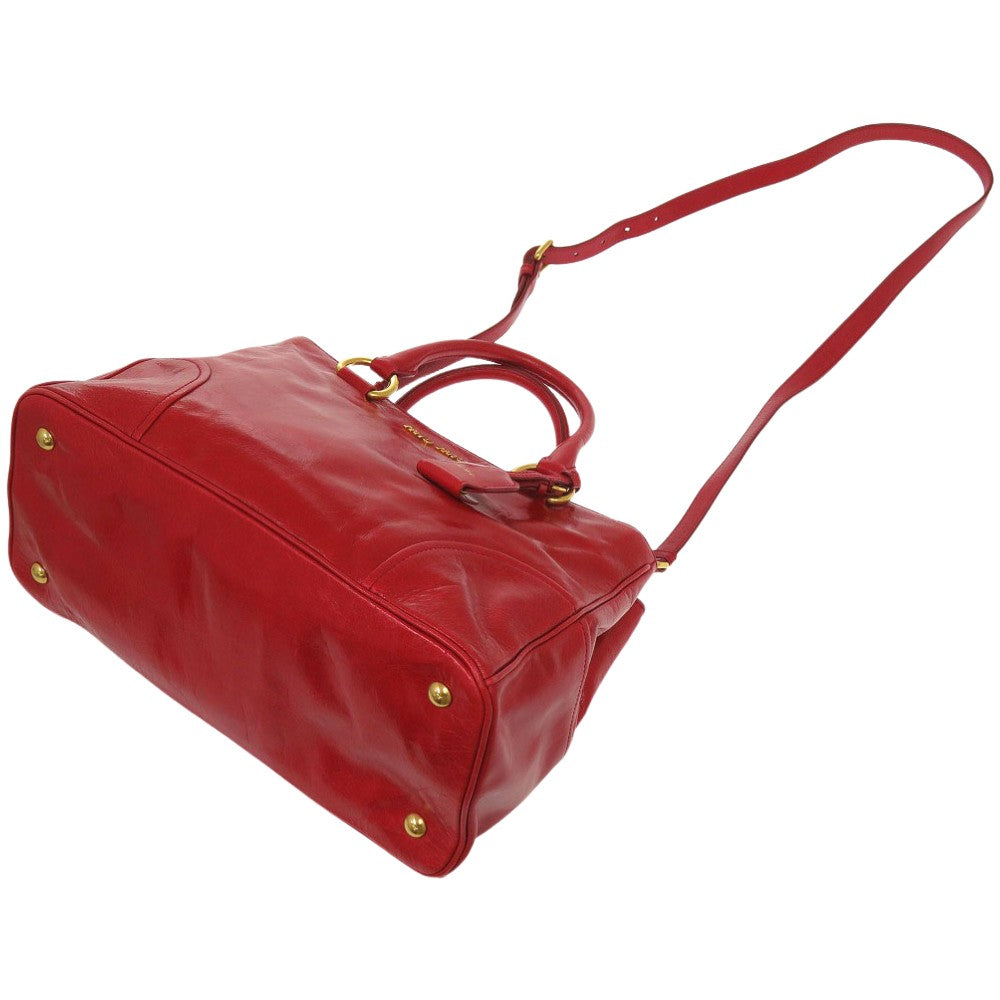 MIUMIU Handbag RN1091 leather Red VITELLO SHINE Handbag RN1091 2WAY Shoulder Bag Leather Women Used Authentic