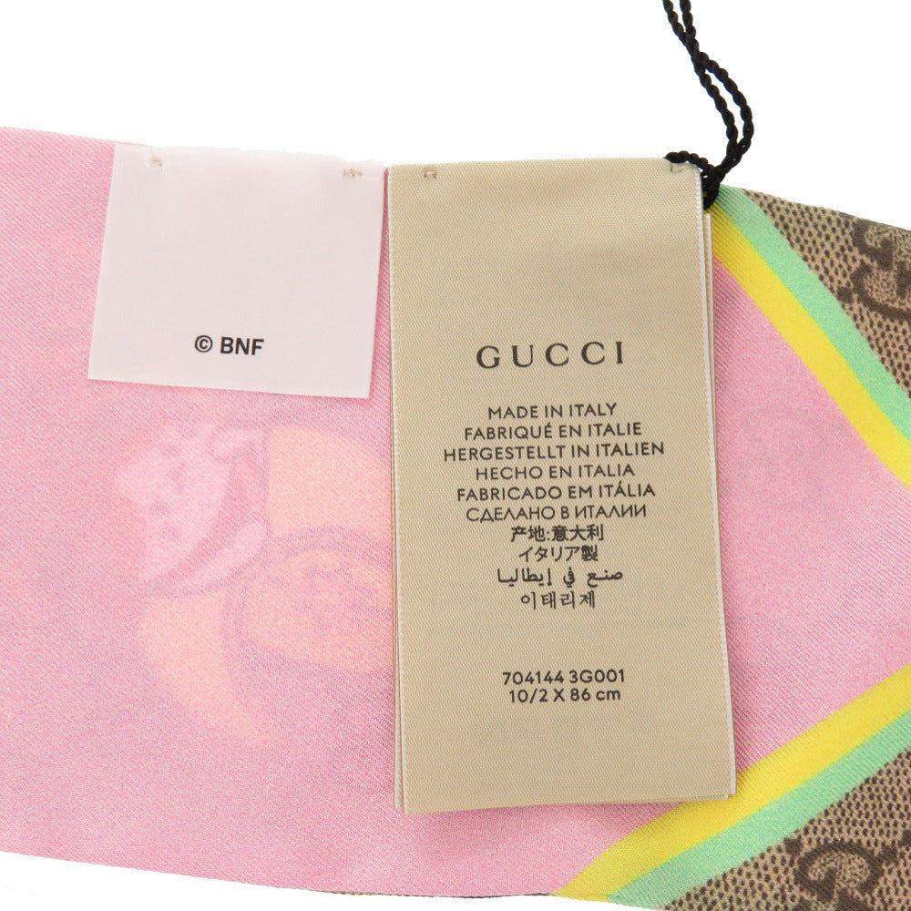 GUCCI scarf 704144 silk beige Bananya collaboration Thai scarf Women Used Authentic