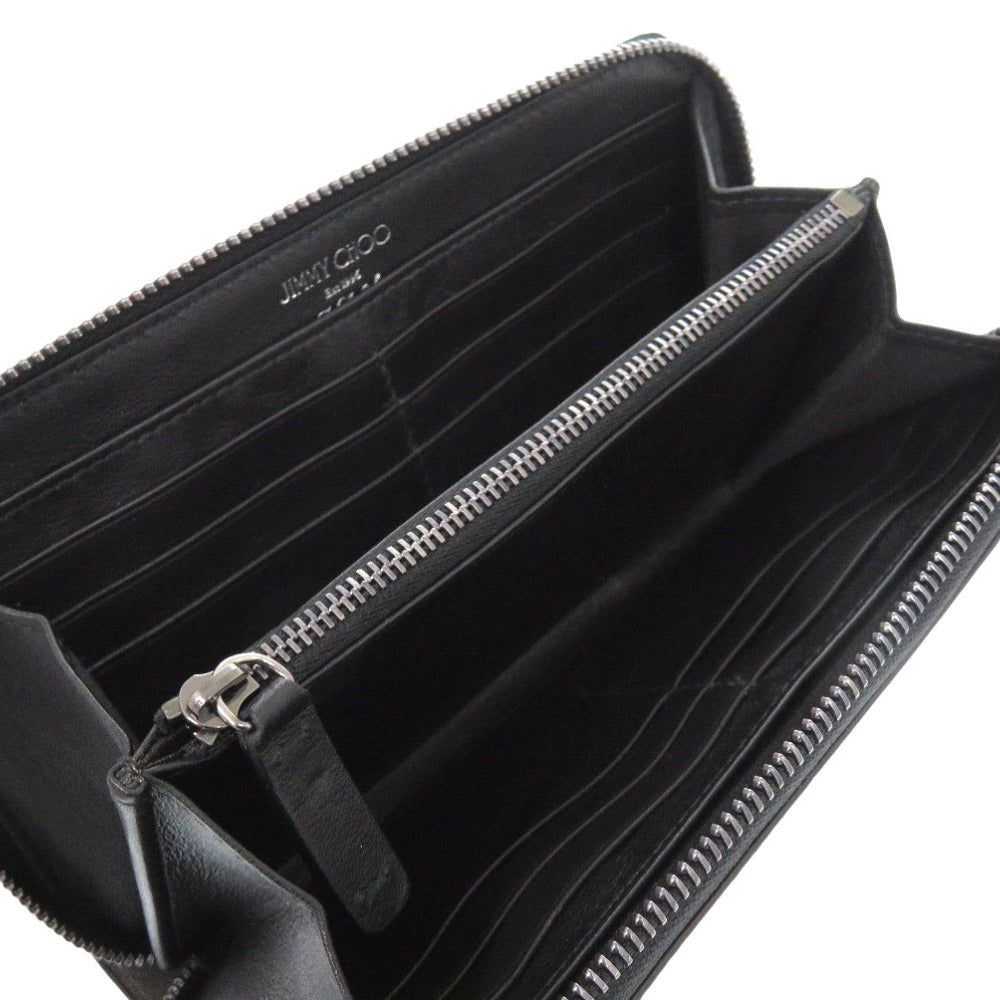 JIMMY CHOO Long Wallet Purse leather gray Star studs Women Used Authentic