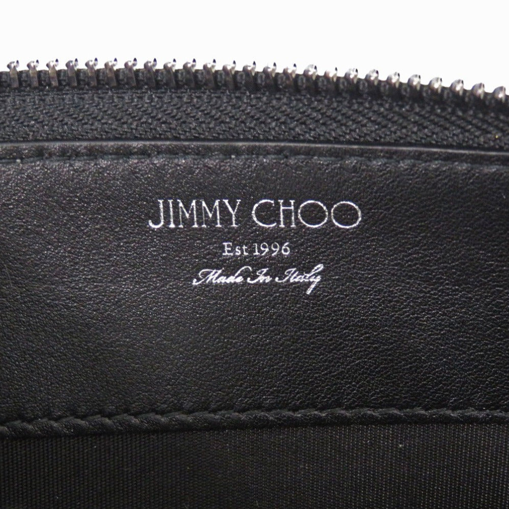 JIMMY CHOO Long Wallet Purse leather gray Star studs Women Used Authentic