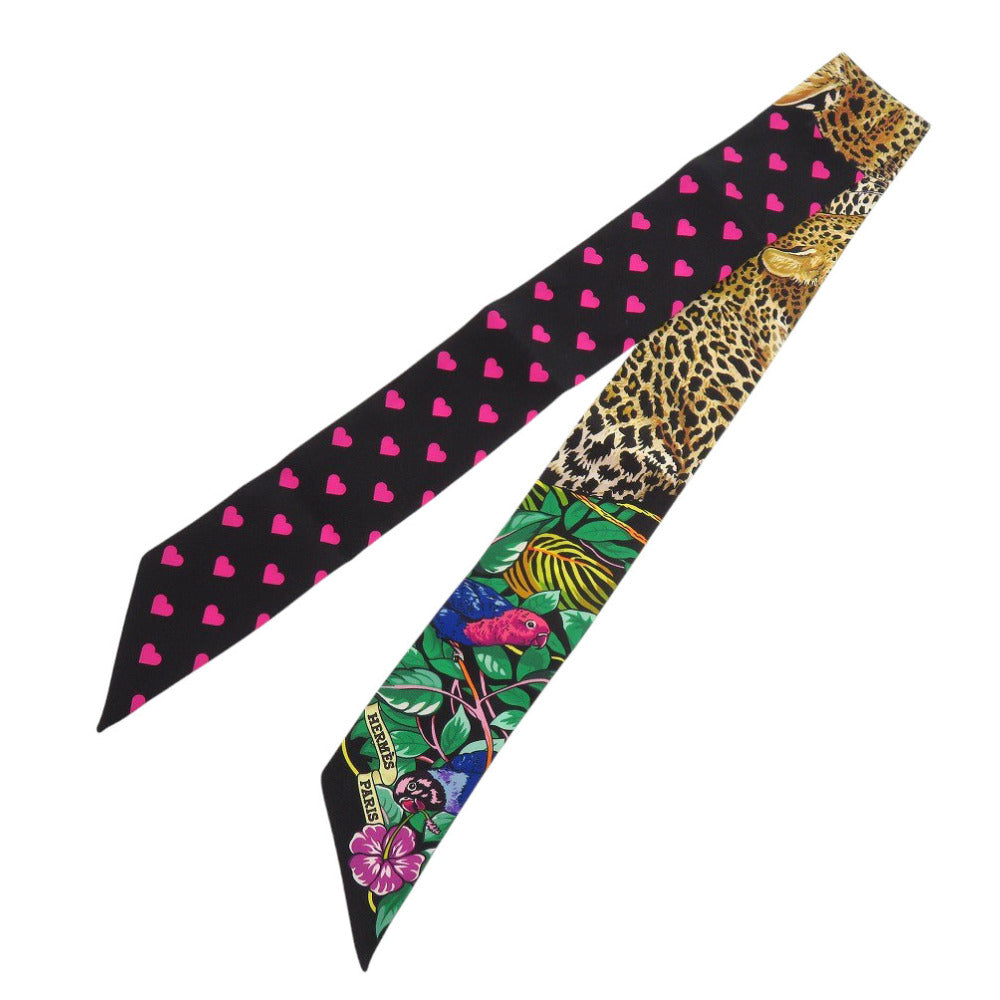HERMES scarf silk Noir Twilly Jungle Love Love Jungle Love Love Women Used Authentic