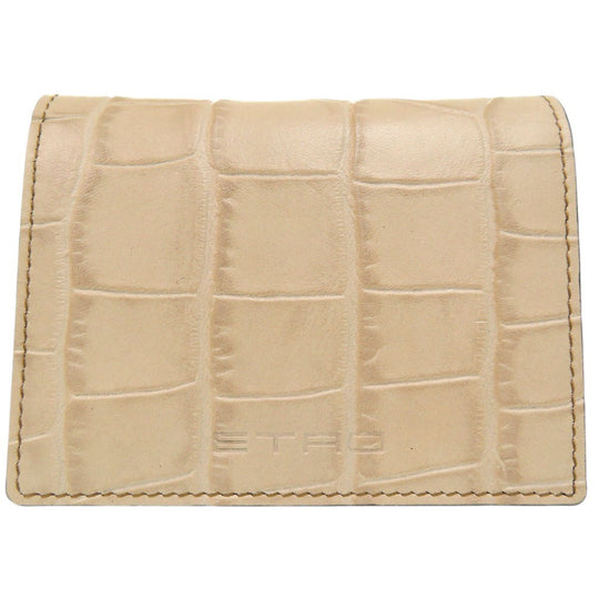 ETRO Bifold Wallet leather beige Bifold Wallet in Crocodile Embossed Leather Paisley Women Used Authentic
