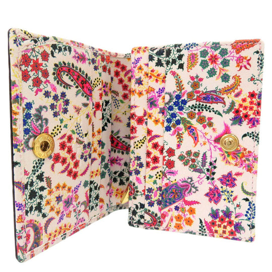 ETRO Bifold Wallet leather beige Bifold Wallet in Crocodile Embossed Leather Paisley Women Used Authentic