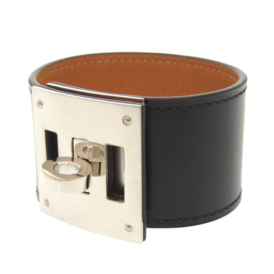 HERMES bracelet leather black Kelly dog T3