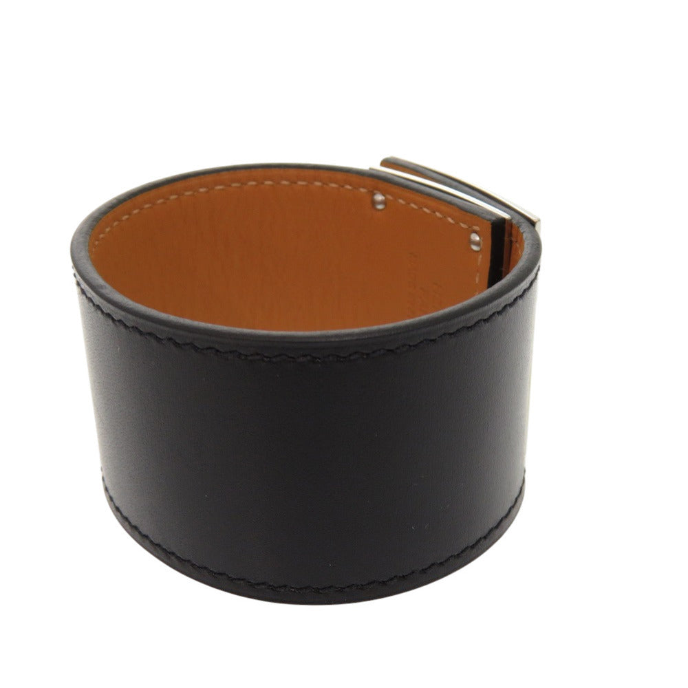 HERMES bracelet leather black Kelly dog T3