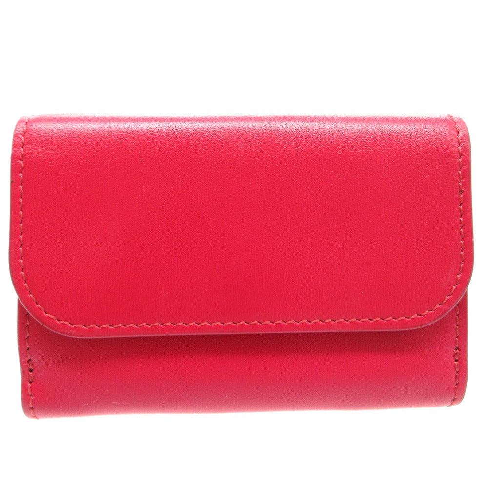 Chloe Tri-fold wallet leather Crimson Pink Chloe Sea Compact Wallet Women Used Authentic
