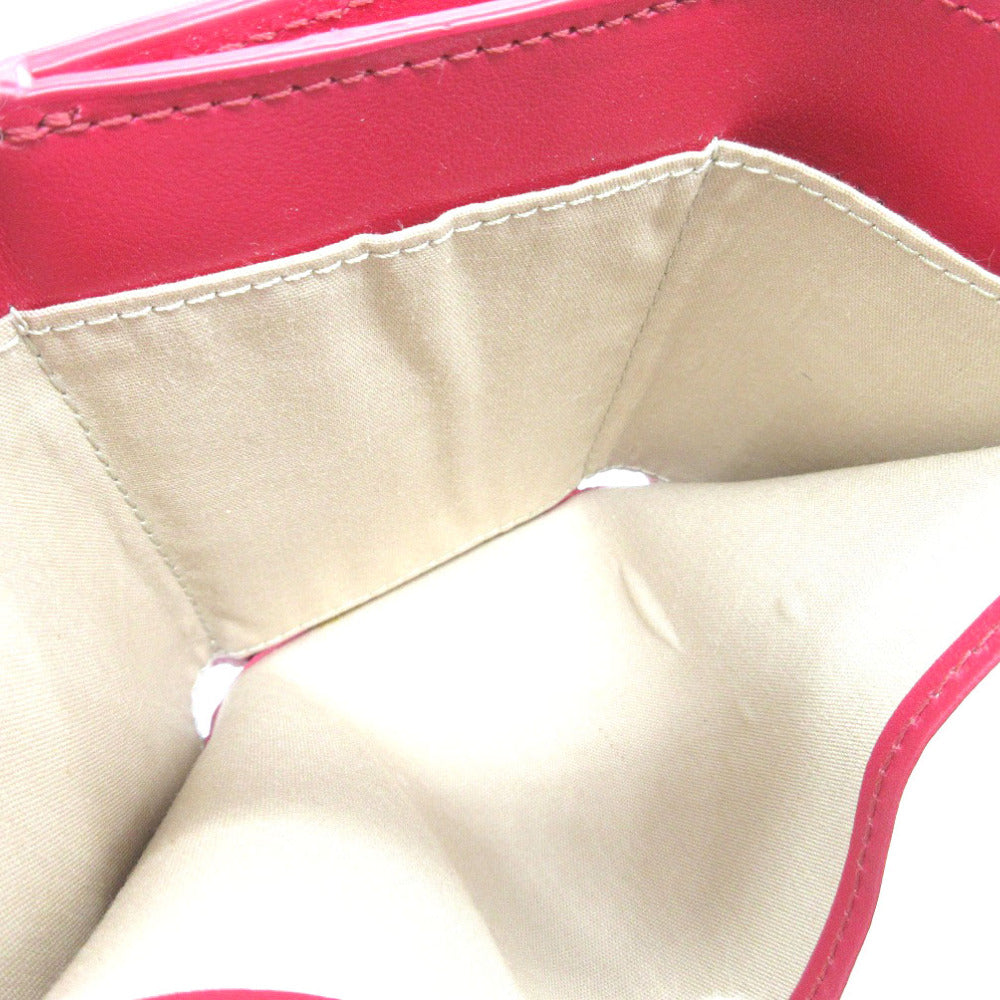 Chloe Tri-fold wallet leather Crimson Pink Chloe Sea Compact Wallet Women Used Authentic