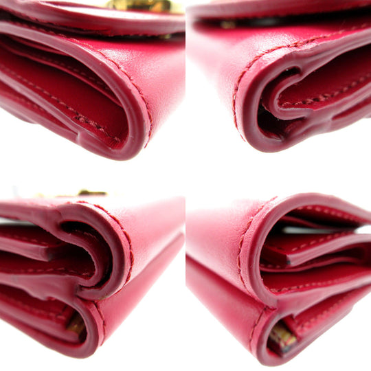 Chloe Tri-fold wallet leather Crimson Pink Chloe Sea Compact Wallet Women Used Authentic