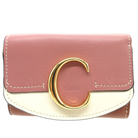 Chloe Tri-fold wallet leather Rusty Pink Chloe Sea Compact Wallet Women Used Authentic