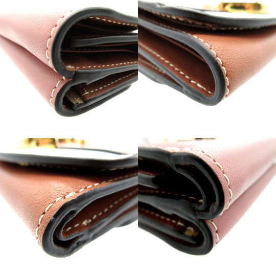 Chloe Tri-fold wallet leather Rusty Pink Chloe Sea Compact Wallet Women Used Authentic