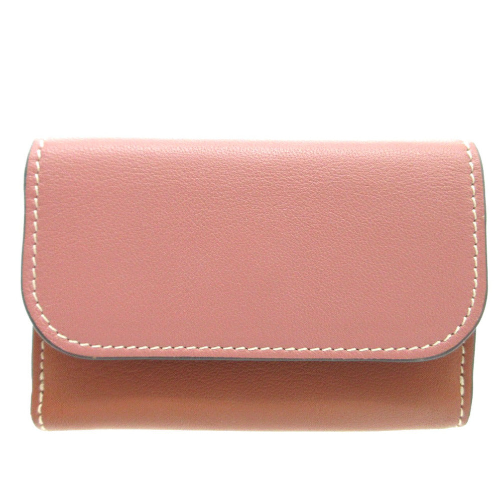 Chloe Tri-fold wallet leather Rusty Pink Chloe Sea Compact Wallet Women Used Authentic