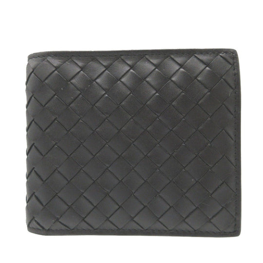 BOTTEGAVENETA Bifold Wallet leather black INTRECCIATO mens Used Authentic