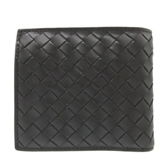 BOTTEGAVENETA Bifold Wallet leather black INTRECCIATO mens Used Authentic