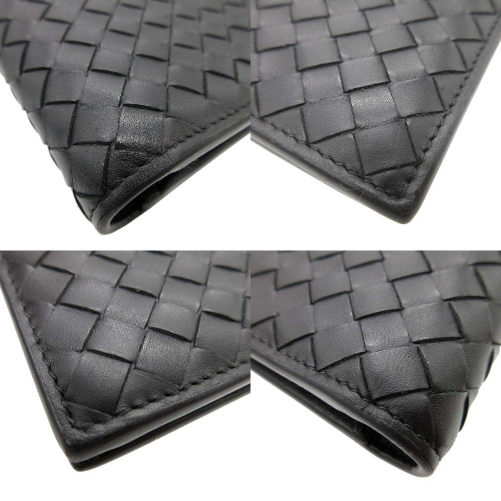 BOTTEGAVENETA Bifold Wallet leather black INTRECCIATO mens Used Authentic