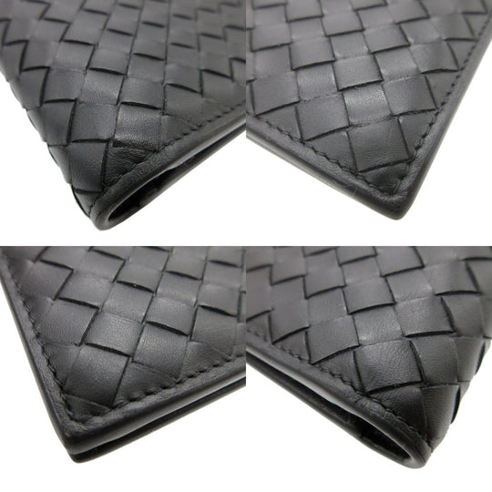BOTTEGAVENETA Bifold Wallet leather black INTRECCIATO mens Used Authentic
