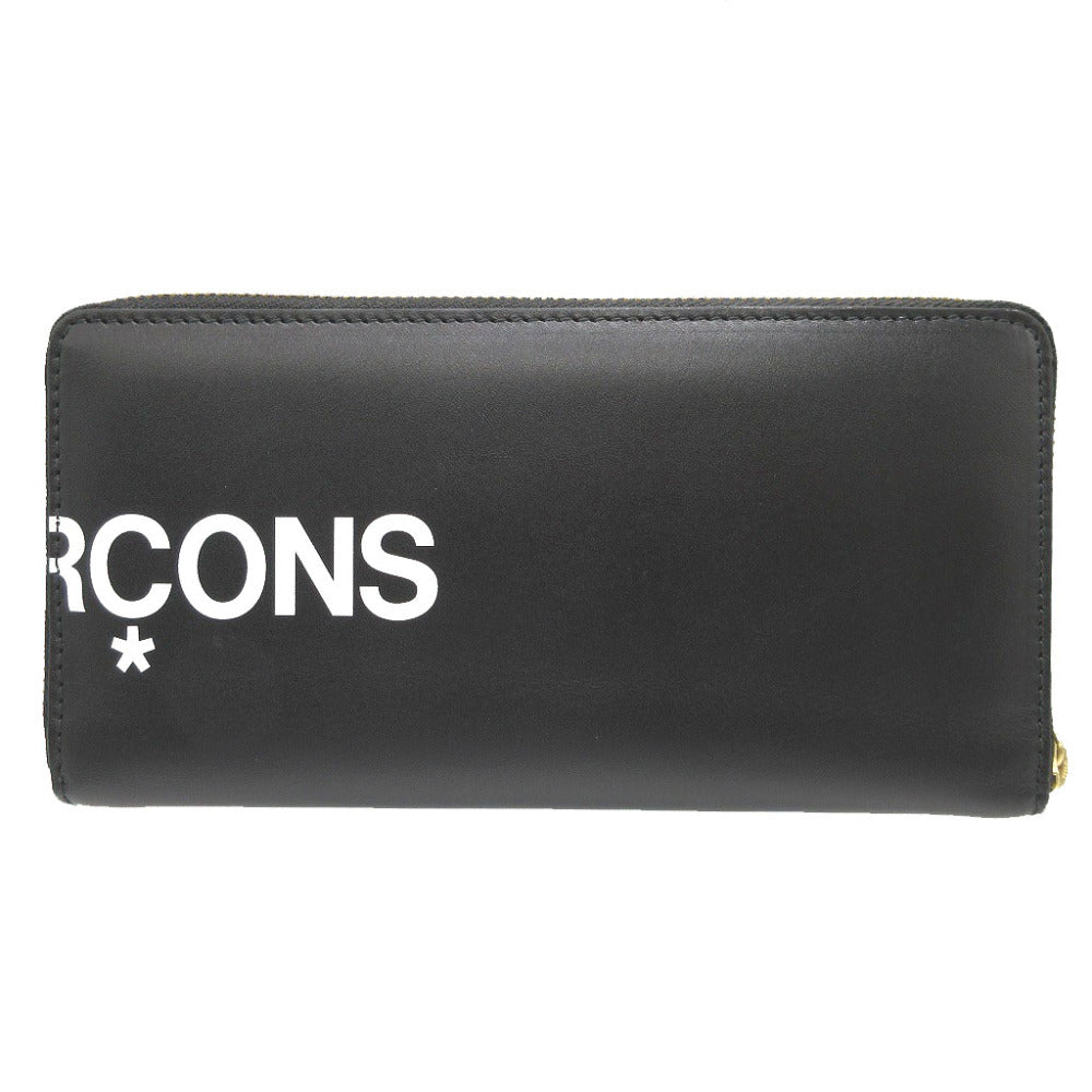 COMME des GARCONS Long Wallet Purse leather black Zip Around logo mens Used Authentic