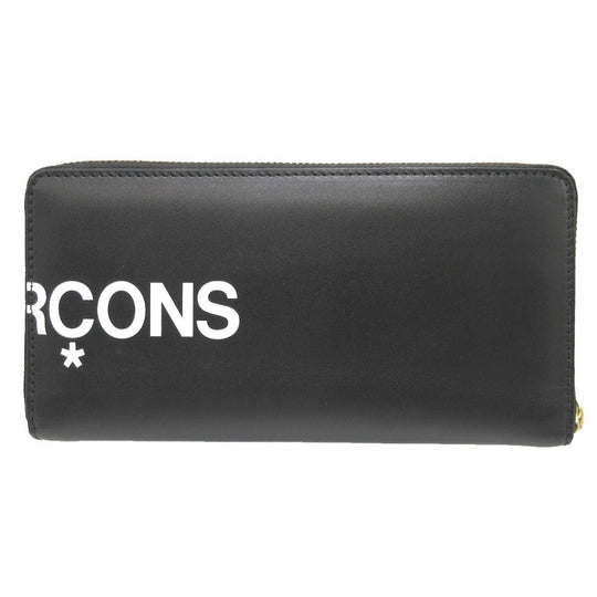 COMME des GARCONS Long Wallet Purse leather black Zip Around logo mens Used Authentic