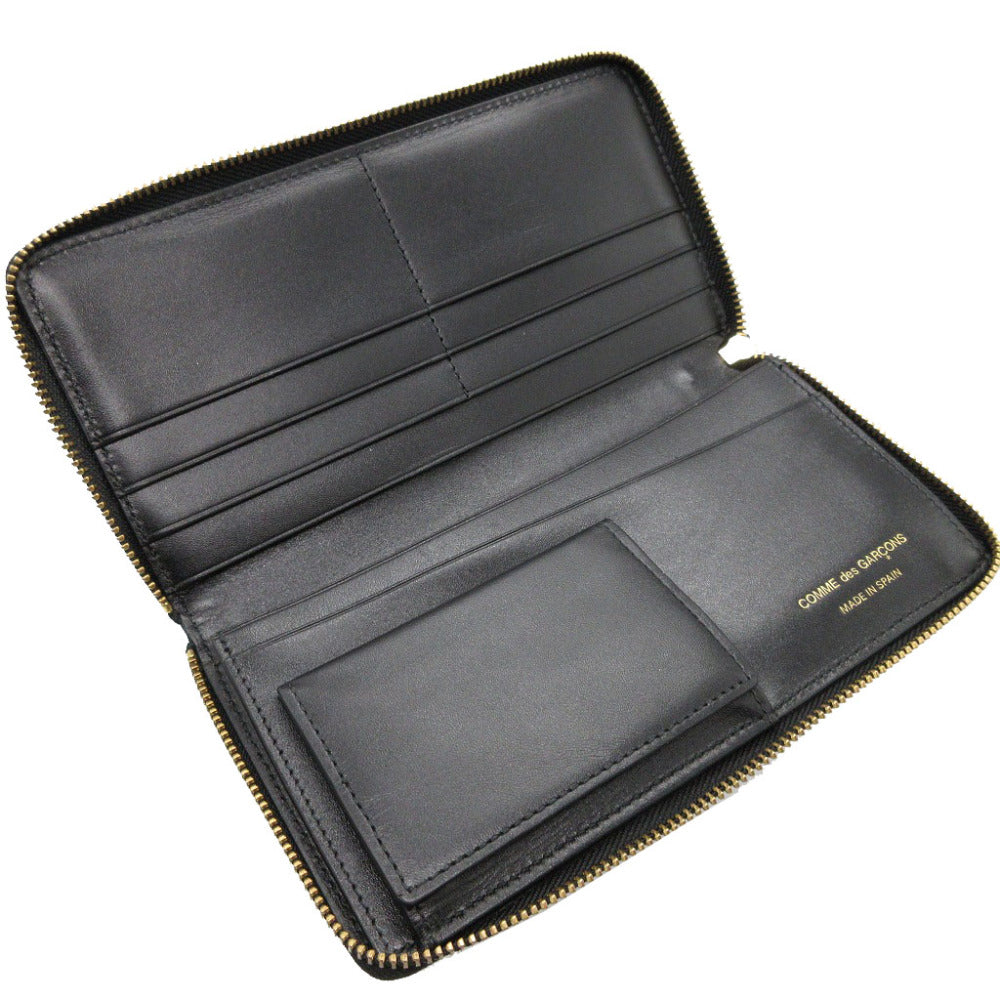 COMME des GARCONS Long Wallet Purse leather black Zip Around logo mens Used Authentic