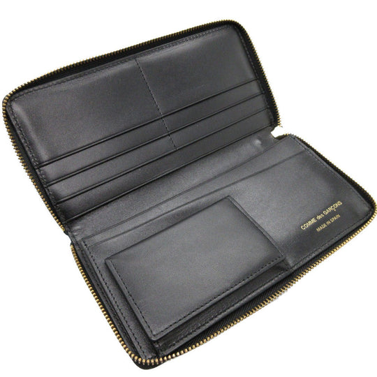 COMME des GARCONS Long Wallet Purse leather black Zip Around logo mens Used Authentic