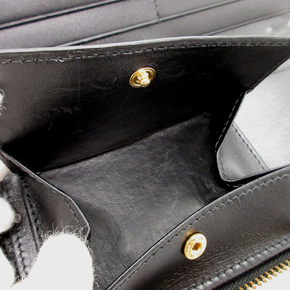 COMME des GARCONS Long Wallet Purse leather black Zip Around logo mens Used Authentic