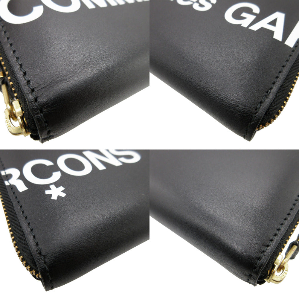 COMME des GARCONS Long Wallet Purse leather black Zip Around logo mens Used Authentic