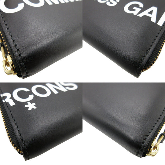 COMME des GARCONS Long Wallet Purse leather black Zip Around logo mens Used Authentic